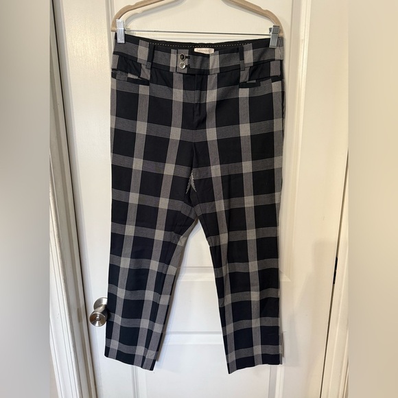 Essential Slim by Anthropologie Women’s Dark Checkered Plaid Trousers - Size 8 - Picture 1 of 9